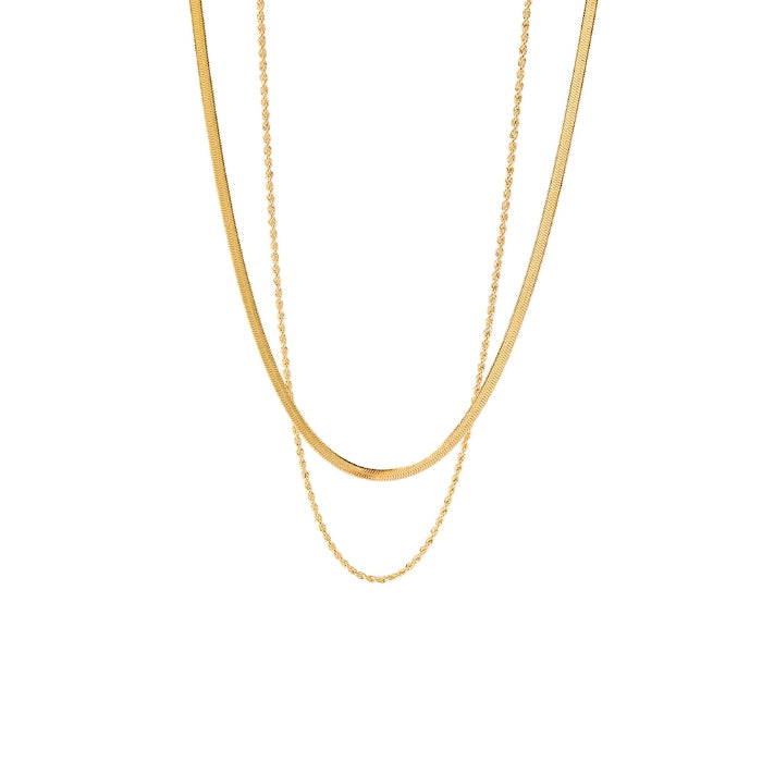 Blade Chain Flat Snake Chain Twist Chain Double Layer Necklace