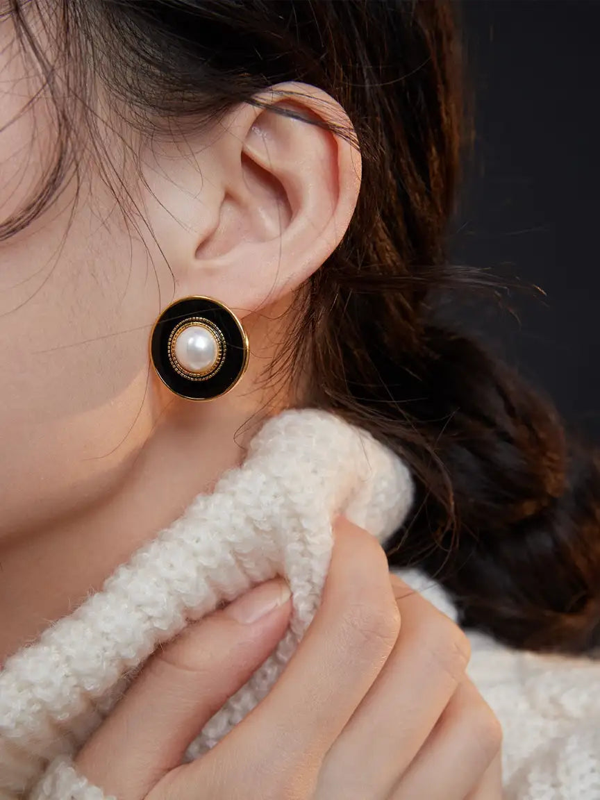 Black Drip Pearl Earrings | Women's Pearl Earrings | MQ JEWELS STORE