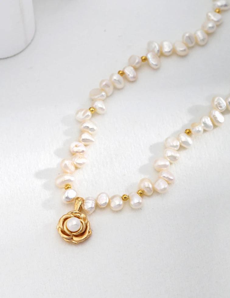 Camellia Pearl Necklace | Vintage Pearl Necklace | MQ JEWELS STORE