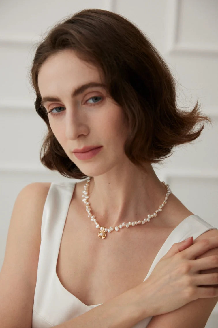 Camellia Pearl Necklace | Vintage Pearl Necklace | MQ JEWELS STORE
