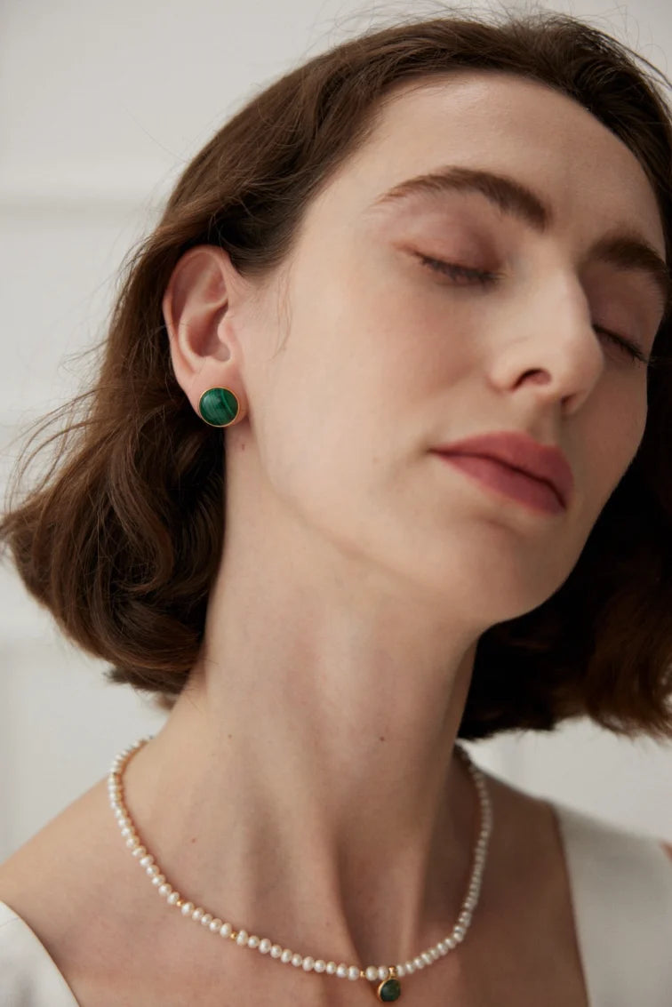 Sterling Silver Earrings ｜MQ JEWELS STORE ｜Malachite Earrings