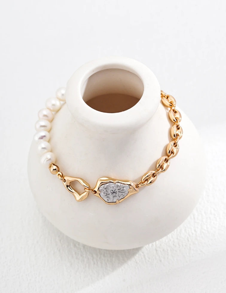 Vintage Gold Bracelet｜Sterling Silver Pearl Bracelet ｜MQ JEWELS STORE