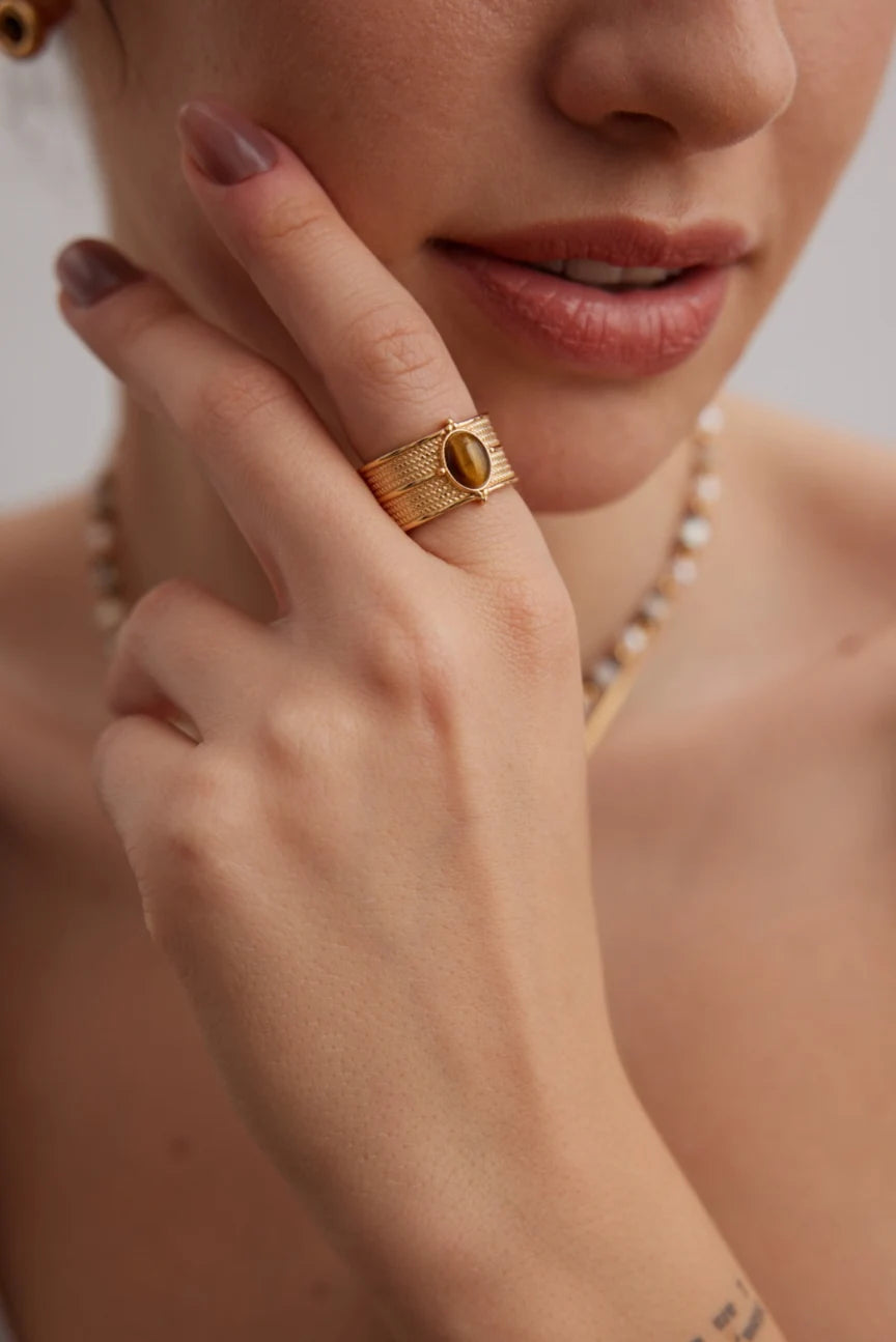 French Vintage  Ring ｜Tiger Eye Ring｜MQ JEWELS STORE