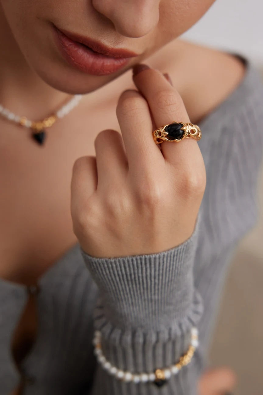 Sterling Silver Ring｜Black Onyx Ring｜ MQ JEWELS STORE