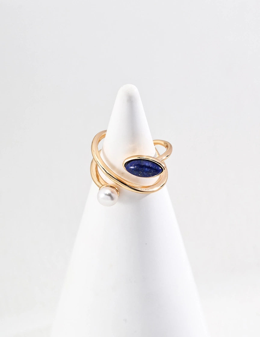 Natural Pearl Lapis Lazuli Ring | MQ JEWELS STORE |luxury ring