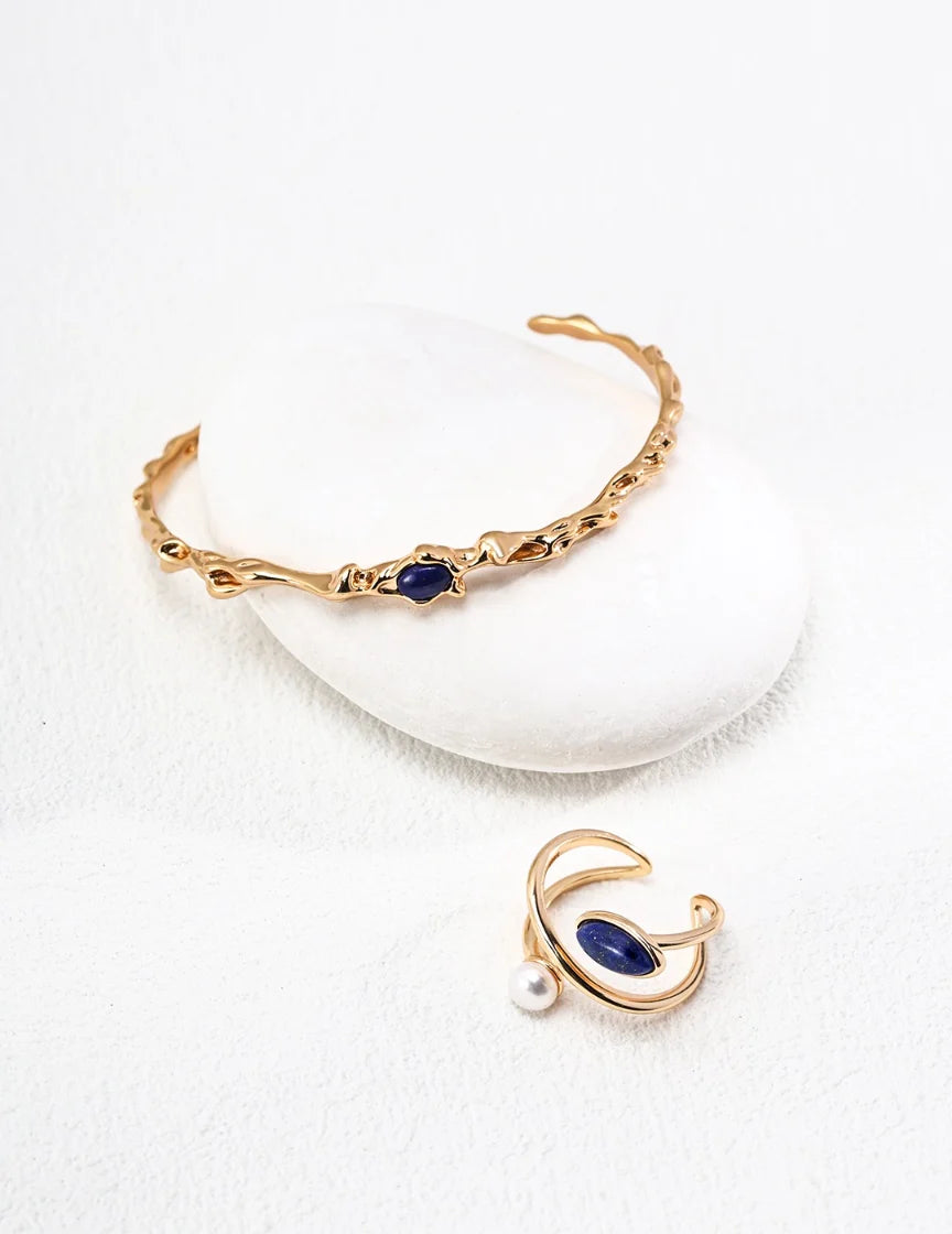 Natural Pearl Lapis Lazuli Ring | MQ JEWELS STORE |luxury ring