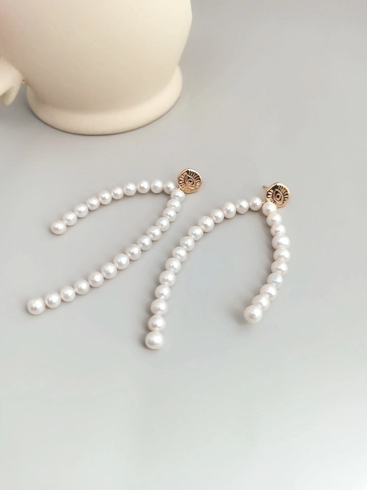 Long Pearl Earrings | Long Pearl Drop Earrings | MQ JEWELS STORE