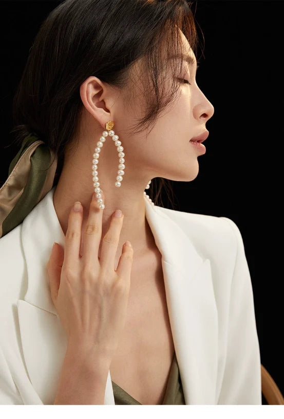 Long Pearl Earrings | Long Pearl Drop Earrings | MQ JEWELS STORE