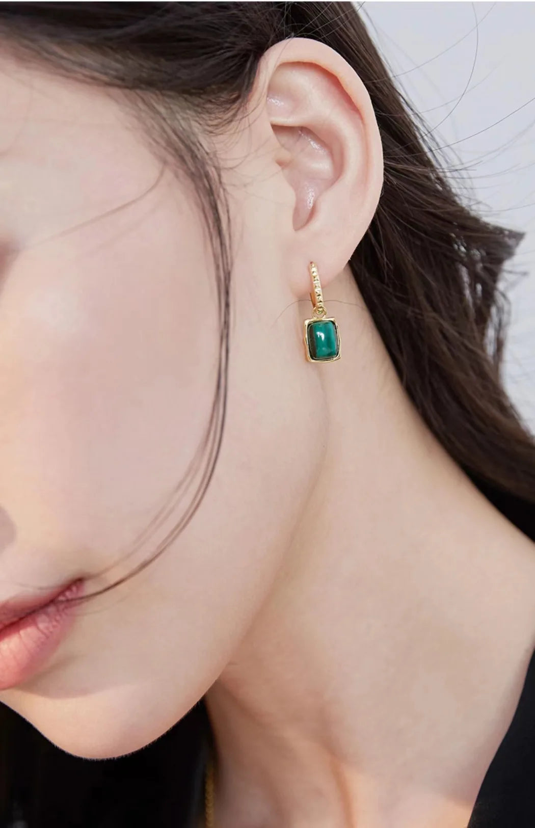 Malachite Earrings Gold | Malachite & Gold Earrings | MQ JEWELS STORE