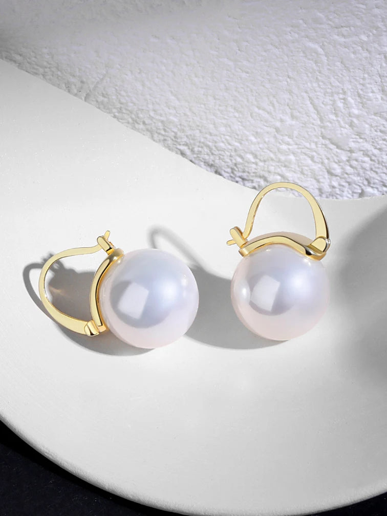 Pearl Hoop Earring | Gold Pearl Hoops | MQ JEWELS STORE