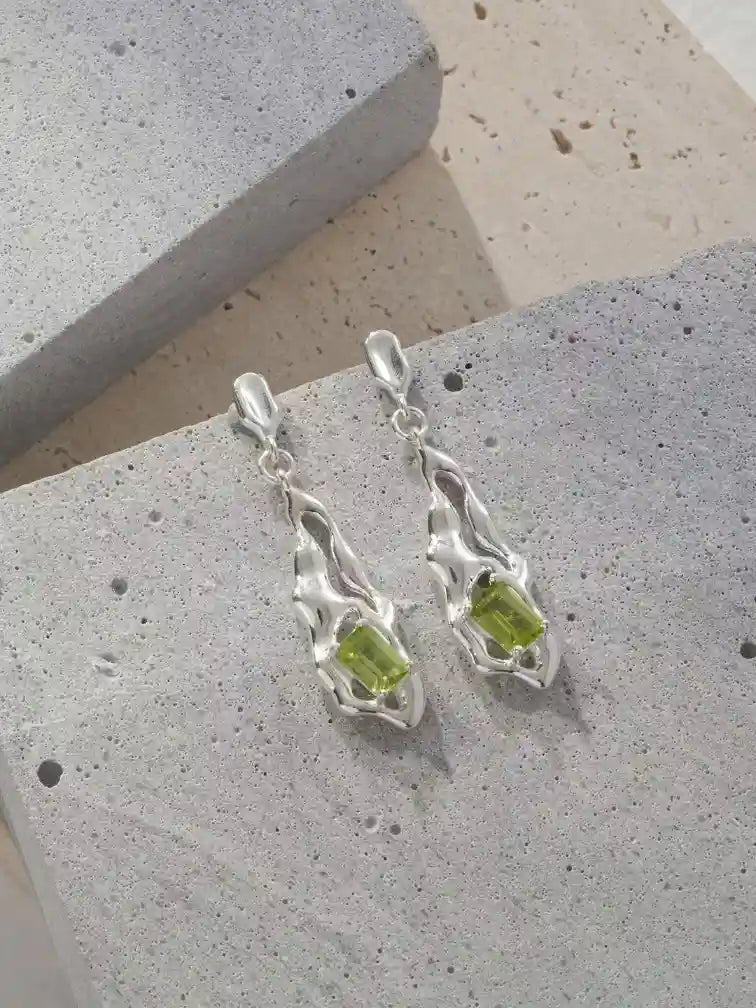 Natural Peridot Silver Earrings | MQ JEWELS STORE