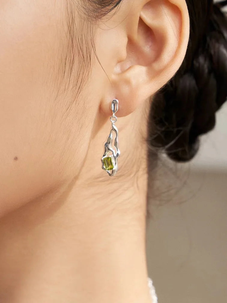 Natural Peridot Silver Earrings | MQ JEWELS STORE