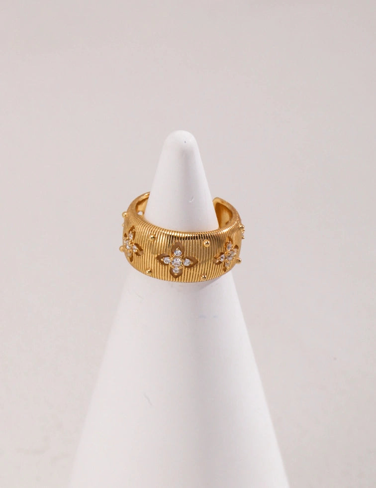 Pure Silver Minimalist Zircon Ring ｜Vintage Gold Ring ｜ MQ JEWELS