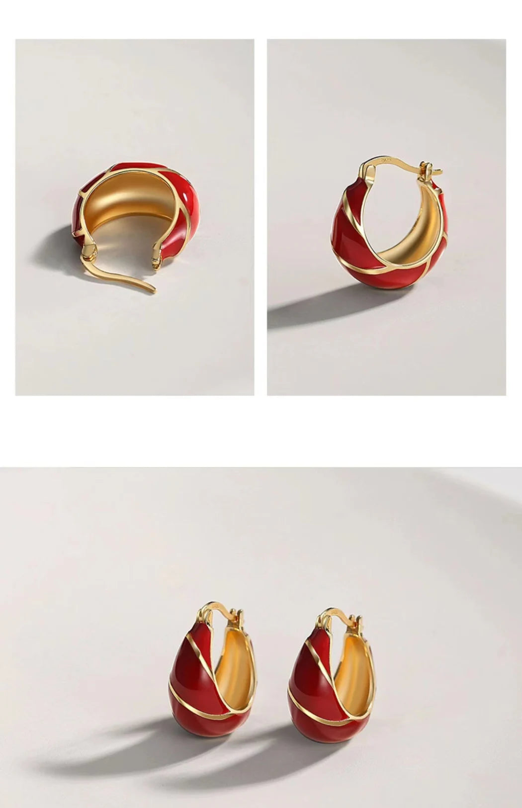 Red Oil-drop Glaze Earrings | Classic Earring | MQ JEWELS STORE