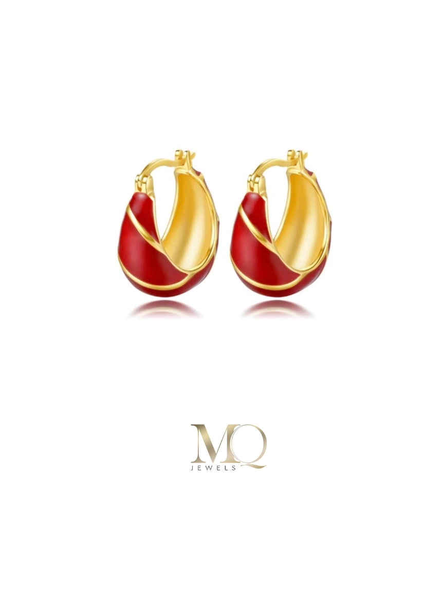 Red Oil-drop Glaze Earrings | Classic Earring | MQ JEWELS STORE