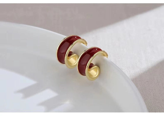 Red Oil-drop Glaze Earrings | MQ JEWELS STORE