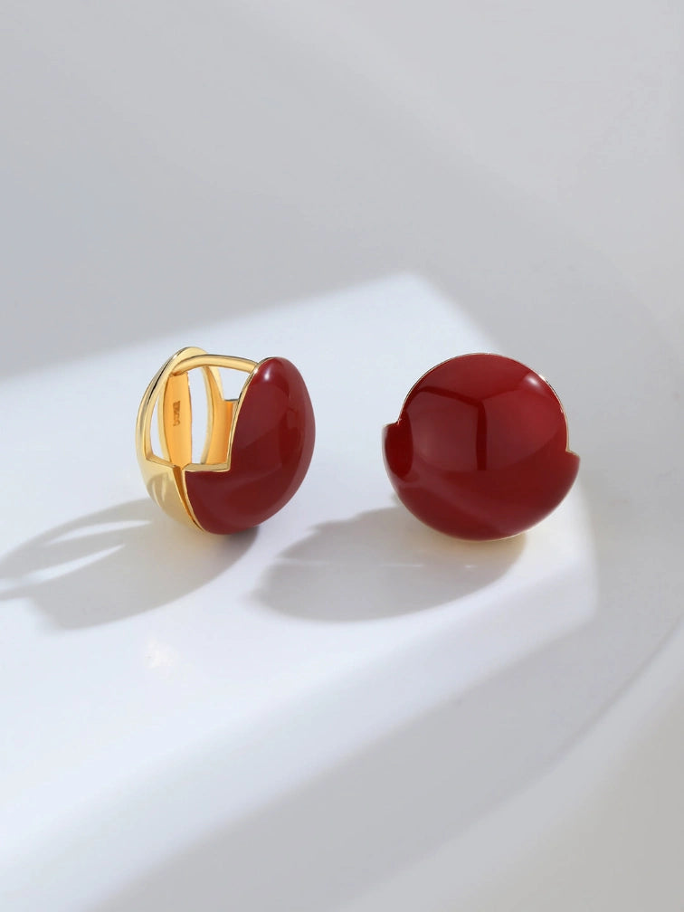 Red Oil-drop Glaze Earrings |Retro Earring | MQ JEWELS STORE