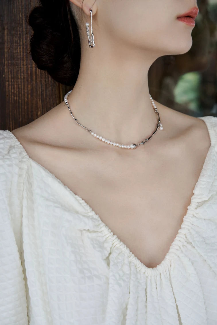 Sterling Silver Pearl Necklace ｜Pearl necklace ｜ MQ JEWELS STORE