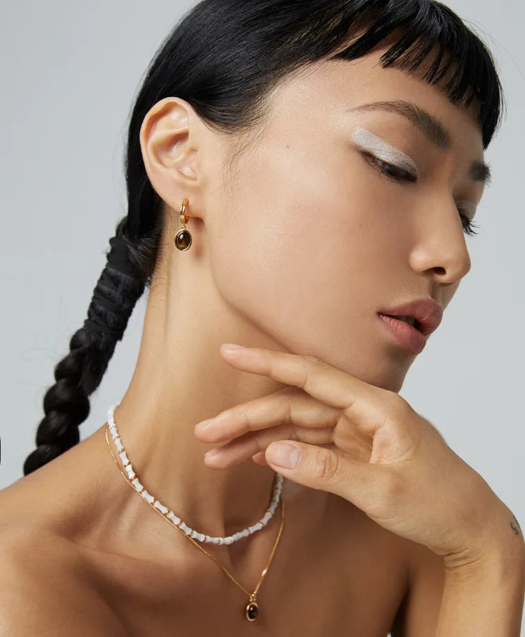 sterling silver earrings ｜tigers eye earrings ｜MQ JEWELS STORE