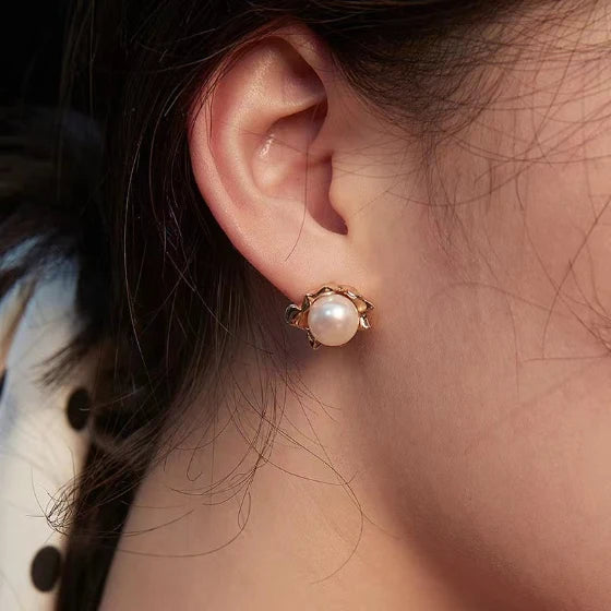 Simple Baroque Pearl Stud Earrings ｜Simple Earrings ｜MQ JEWELS STORE