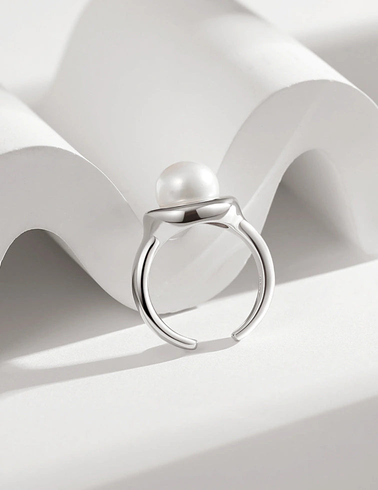 Sterling Silver Ring with Pearl| Open Ring | MQ JEWELS STORE