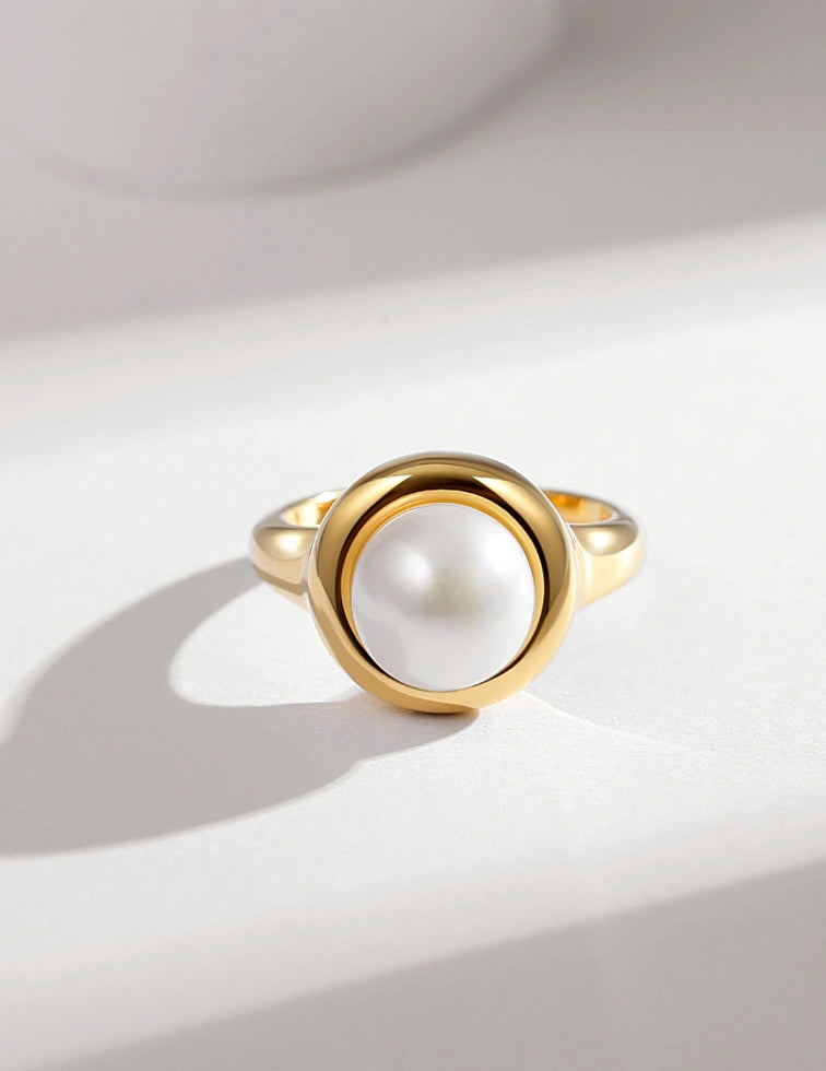 Sterling Silver Ring with Pearl| Open Ring | MQ JEWELS STORE