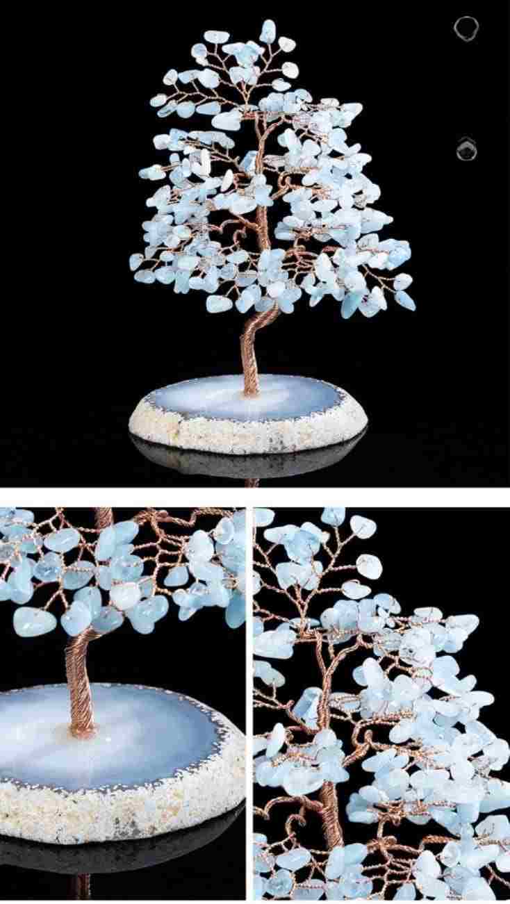 Aquamarine Feng Shui Tree | Crystal Money Tree |MQ JEWELS STORE