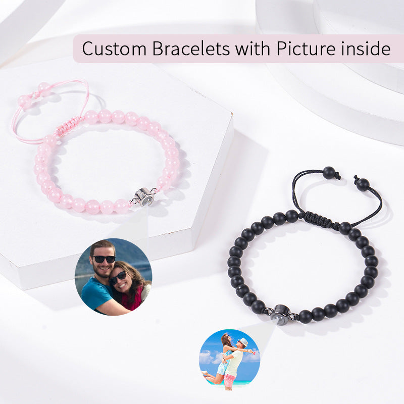 Personalized Circle Photo Bead Bracelet | MQ JEWELS STORE