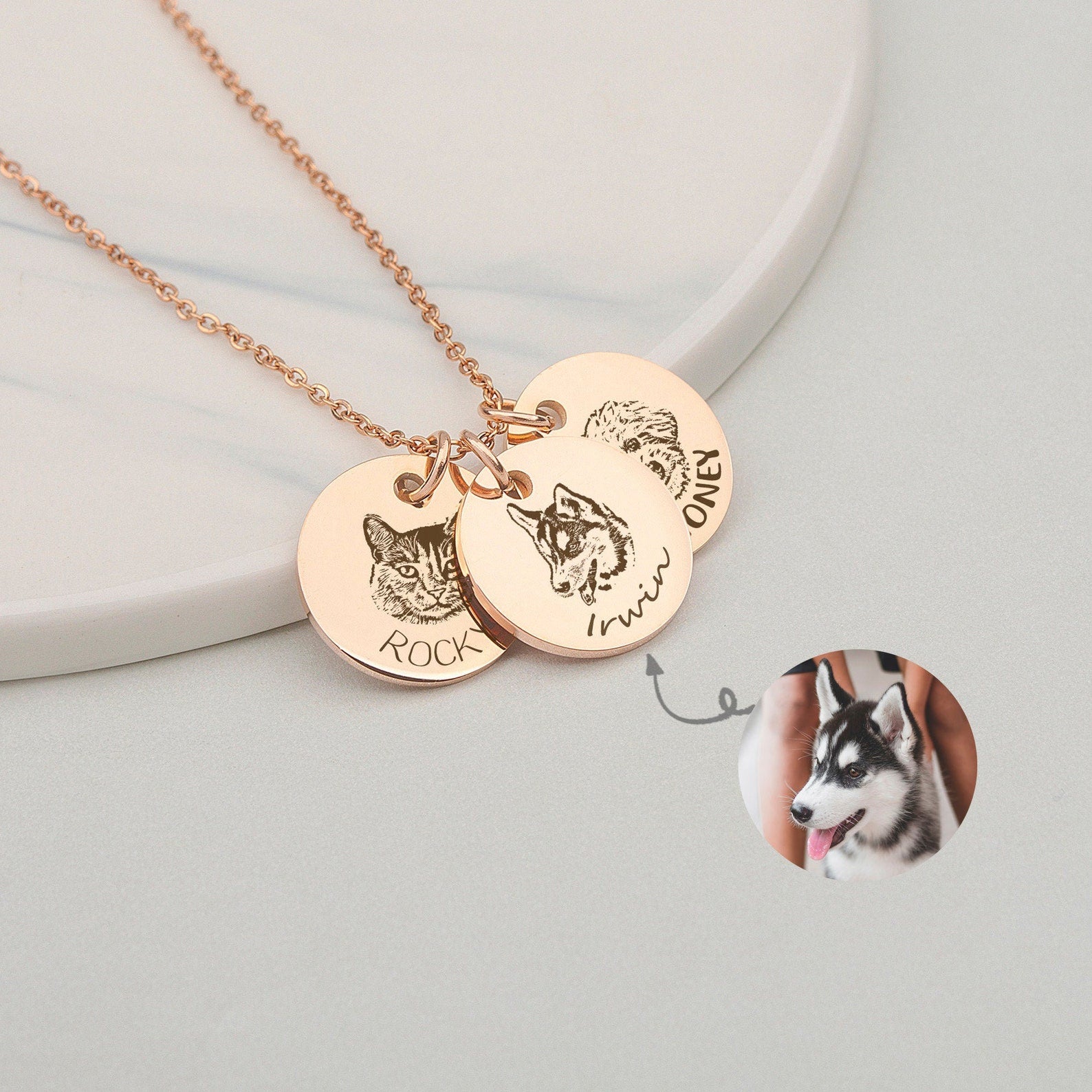 Pet Portrait Necklace | Silver Pet Portrait Necklace | MQ JEWELS STORE