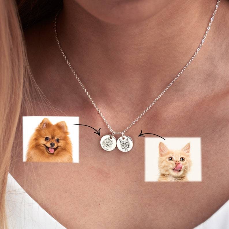 Pet Portrait Necklace | Silver Pet Portrait Necklace | MQ JEWELS STORE